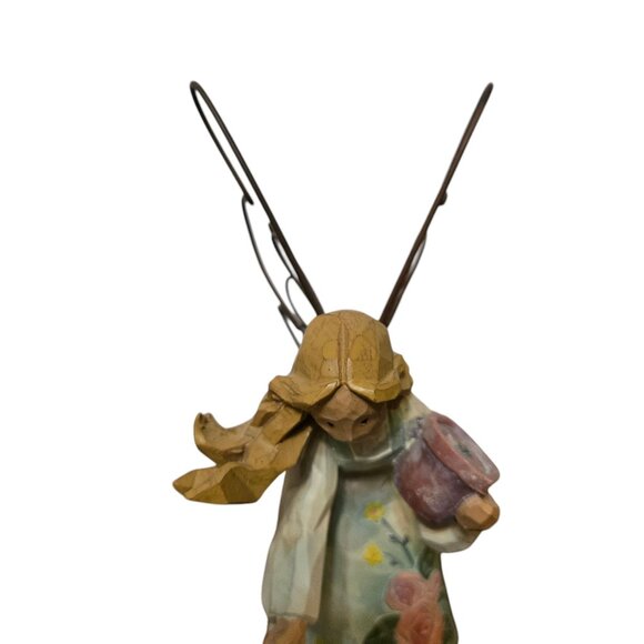 Angel Figurine Feeding Blue Birds Bluebirds Wire Wings AS IS - Picture 5 of 16